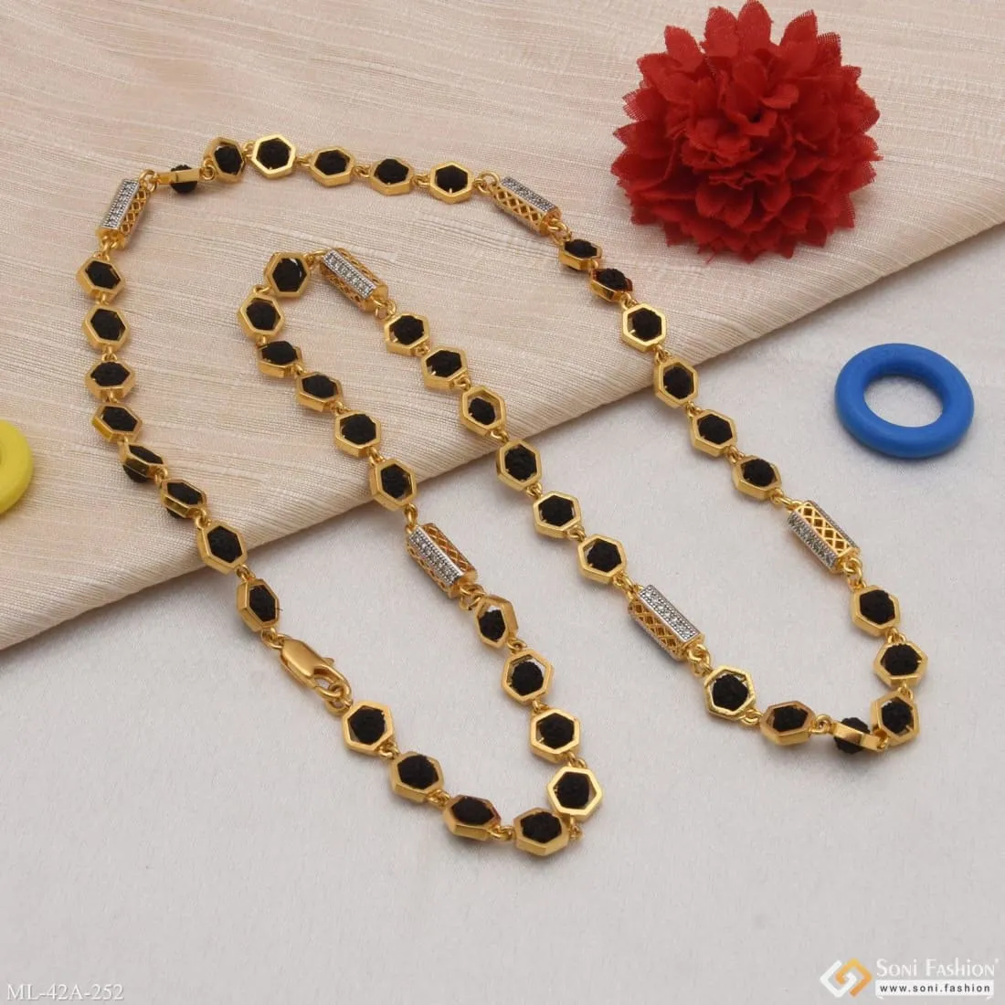 1 Gram Gold Plated Chic Design Superior Quality Rudraksha Mala - Style A252