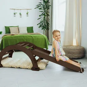 3in1 Montessori PlaySet for Toddlers: Arch   Slide   Cushion - Chocolate