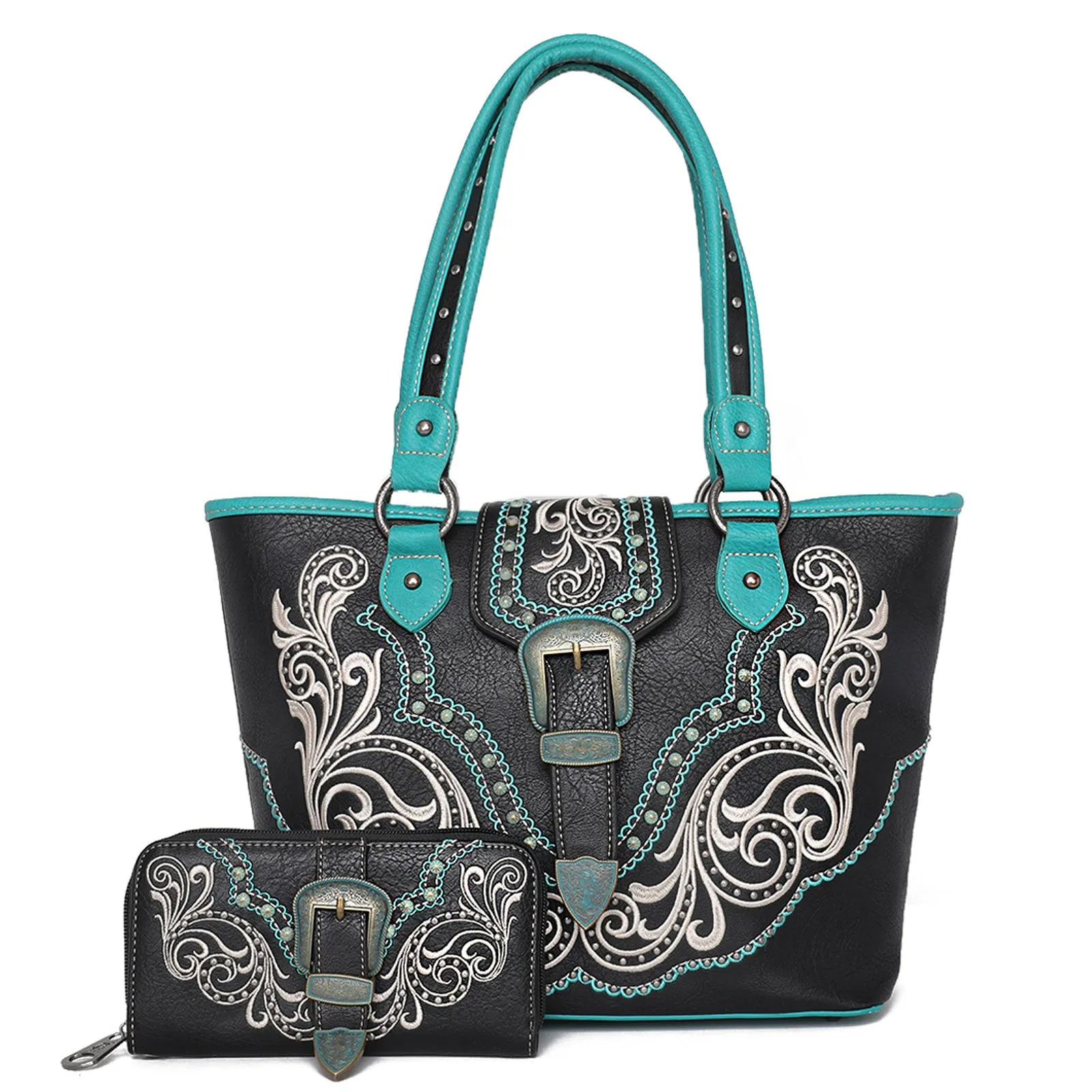 ABZ-G042W American Bling Buckle Collections Concealed Carry Tote with Zippered-Around Long Wallet