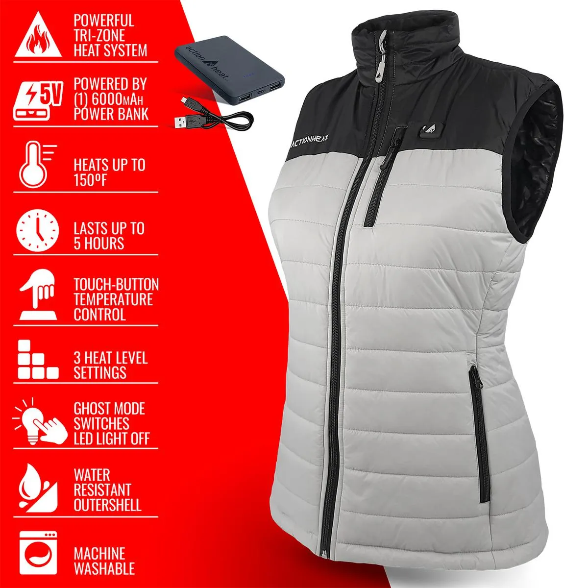 ActionHeat 5V Women's Pocono Insulated Puffer Heated Vest