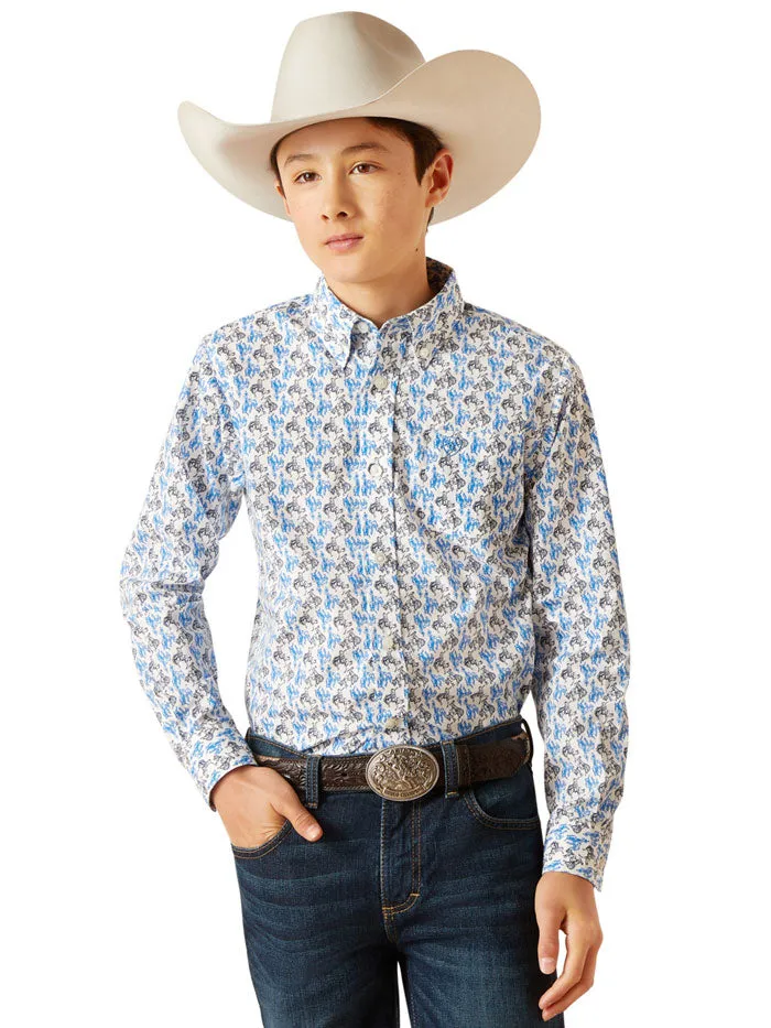 Ariat 10047296 Kids Peerce Classic Fit Shirt Blue