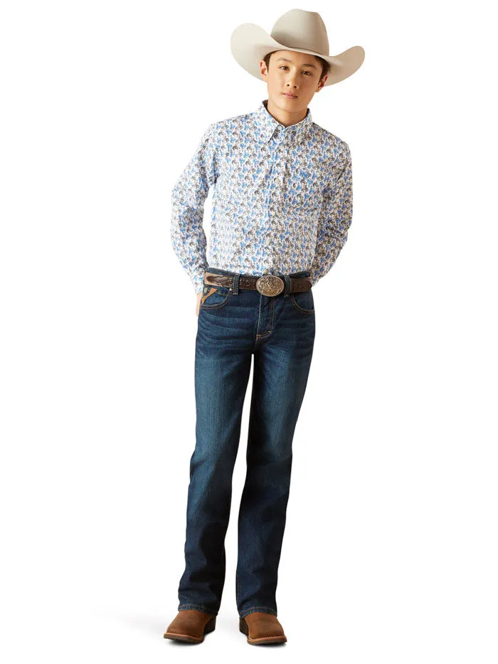 Ariat 10047296 Kids Peerce Classic Fit Shirt Blue