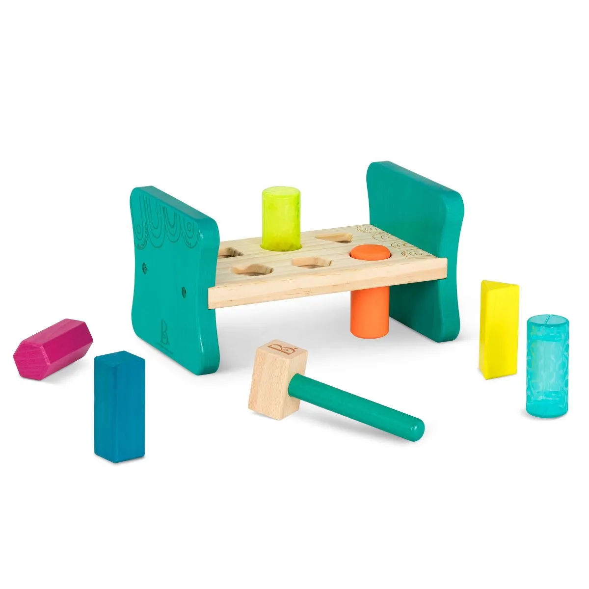 B. toys - Wooden Shape Sorter Hammering Bench