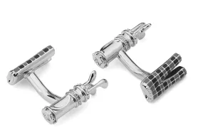 Babette Wasserman Golf and Trouser Cufflinks in Black and White Enamel