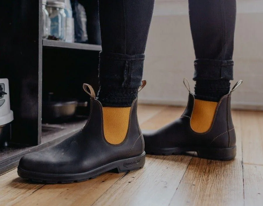 Blundstone 1919 Brown Mustard Leather Chelsea Boots Stitch Camel Slip On