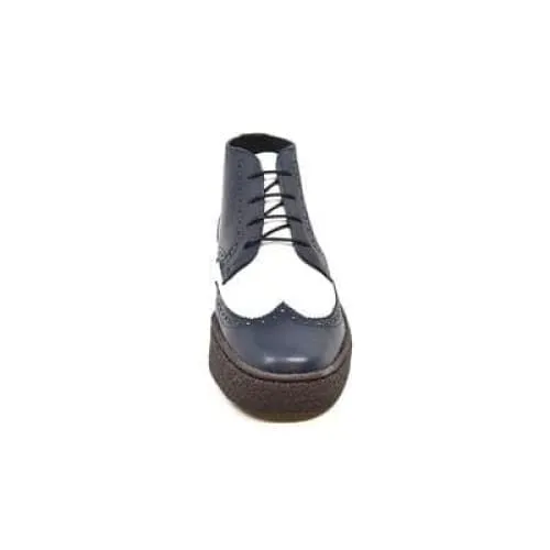 British Walkers Wingtip Two Tone Men's Navy and White Leather