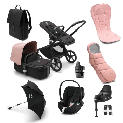 Bugaboo Fox 5, Cloud T Ultimate Travel System - Black/Midnight Black/Morning Pink