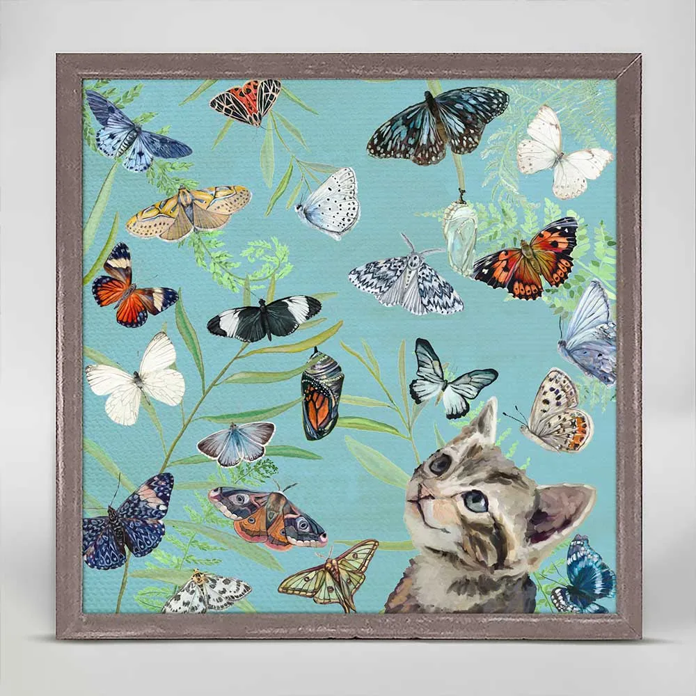 Butterfly Kitten Friend Mini Framed Canvas