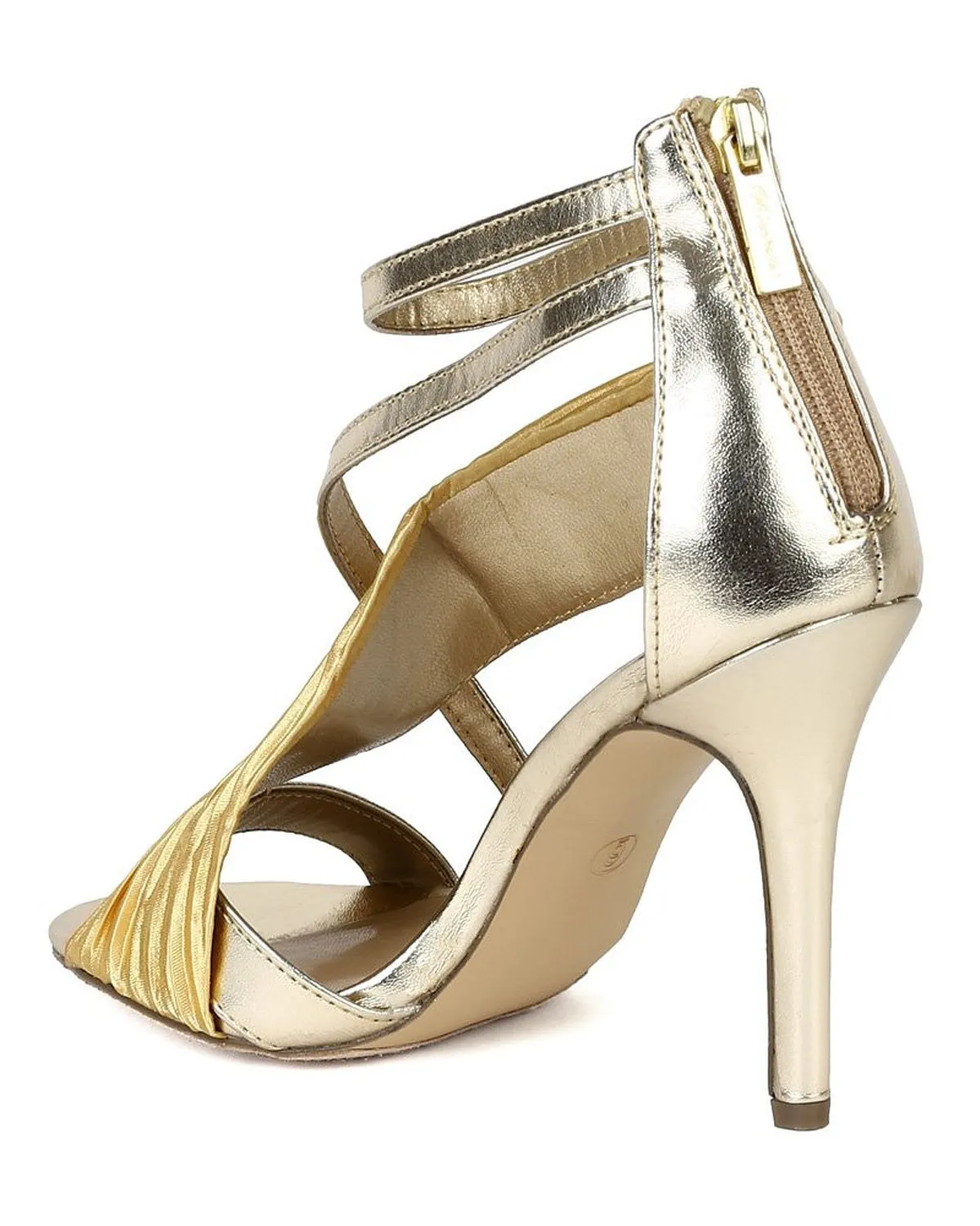 Chiffon Metallic Open Toe Chiffon Fabric Stiletto Sandal