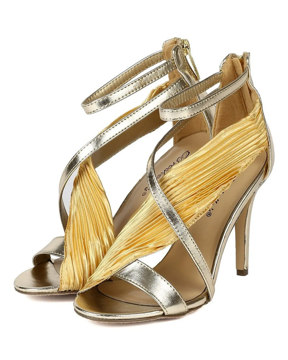 Chiffon Metallic Open Toe Chiffon Fabric Stiletto Sandal