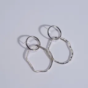 Circle and Hammered Organic Shape earrings - choose your metal