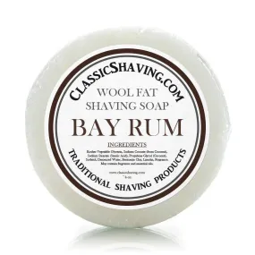 Classic Shaving Wool Fat Shaving Soap - 3" Bay Rum