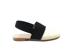 Don Louis Off White Black Elastic Sling Back