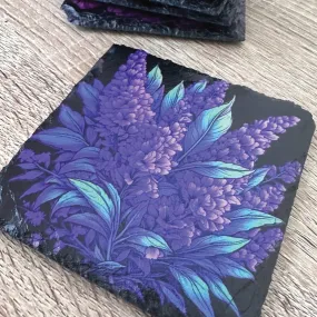 Flowers Slate Coasters - Lavender