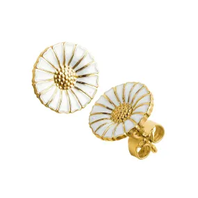 Georg Jensen DAISY Gold Plated Silver & White Enamel Earrings 3539207