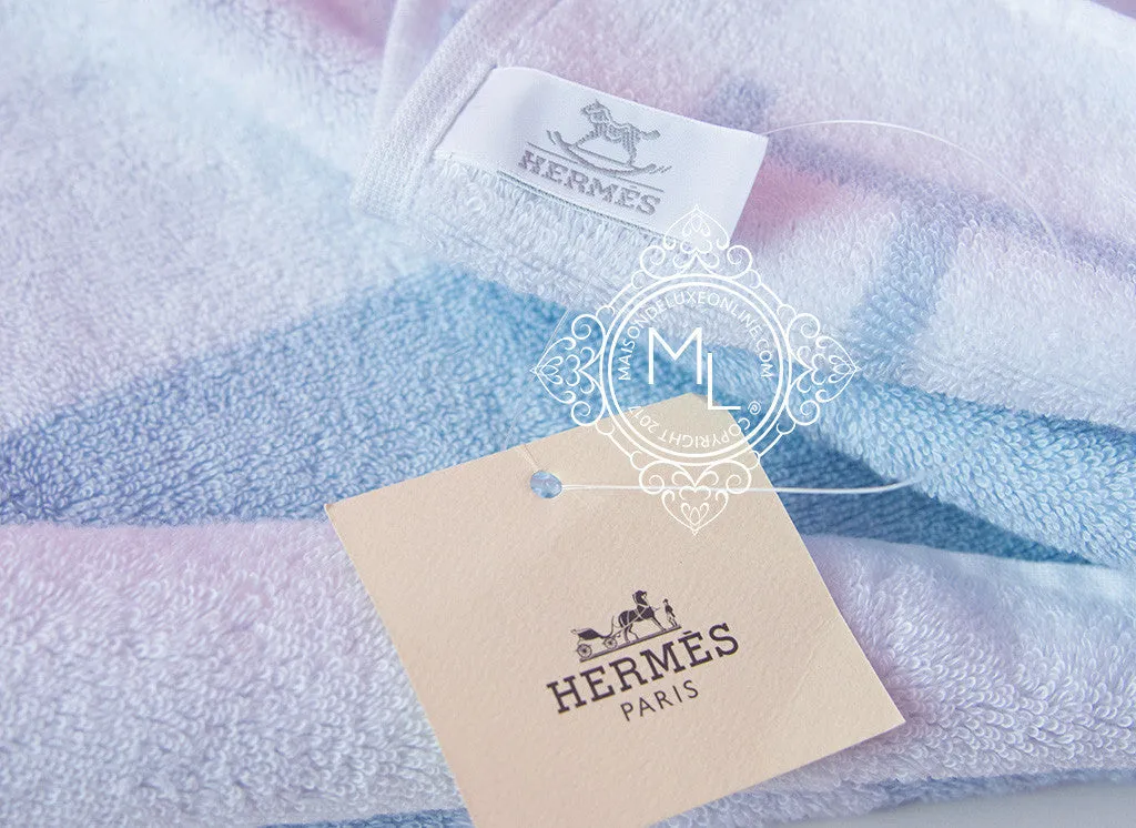 Hermes Classic Blue H Avalon Large Bath Towel