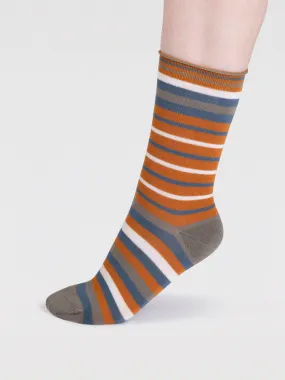 Lucia Bamboo Stripe Socks - Turmeric Yellow