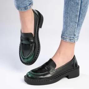 Madison Pia Slip On Brogue - Emerald Green