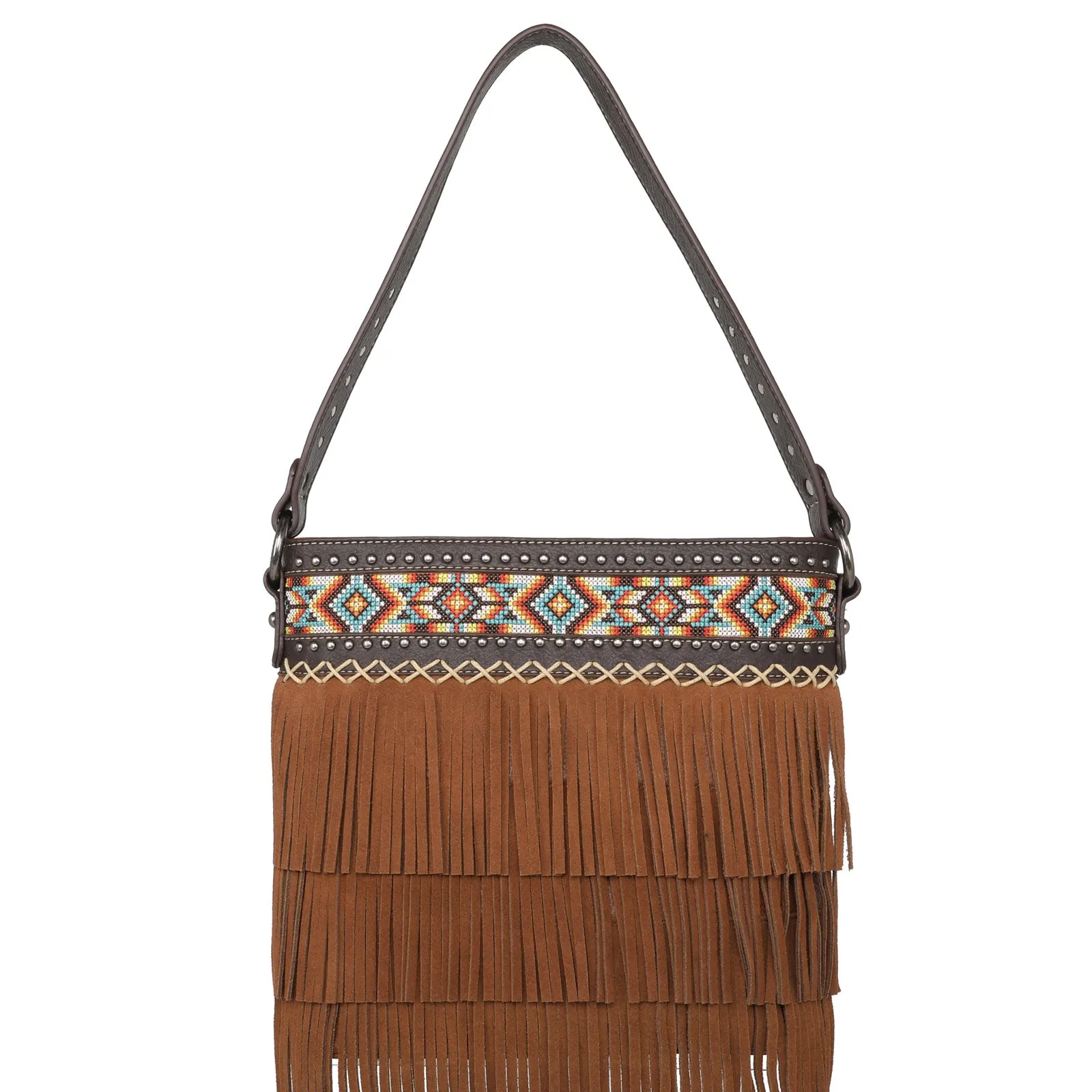 MW1203G-918 Montana West Aztec Tiered Fringe Collection Concealed Carry Hobo