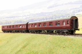 New MTH 22-60052 Finescale O Gauge (2-Rail) Ex-LMS BR Lined Maroon 2 Car Passenger Set M5057M & M1055M