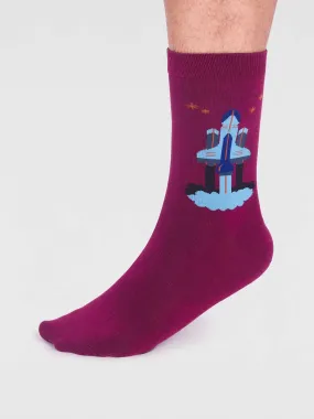 Onyx Organic Cotton Rocket Socks - Fig Purple