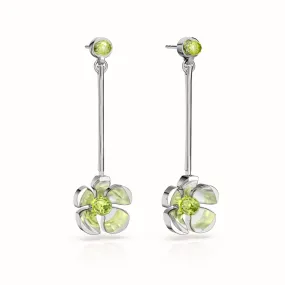 Orchid Garden Drop Earrings - Sterling Silver - Peridot