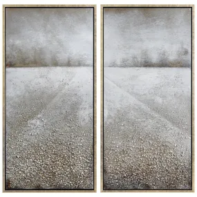 "Pebble Road" Textured Metallic Hand Painted Wall Art Diptych Set by Martin Edwards