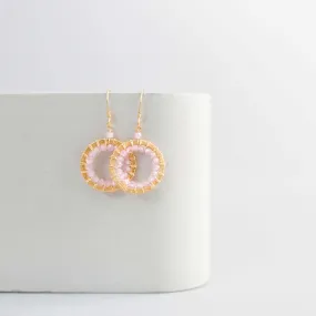 Rose Quartz Mini Halo Earrings