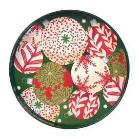 Scandi Ornaments Round Tray - 15 Inch Festive Design