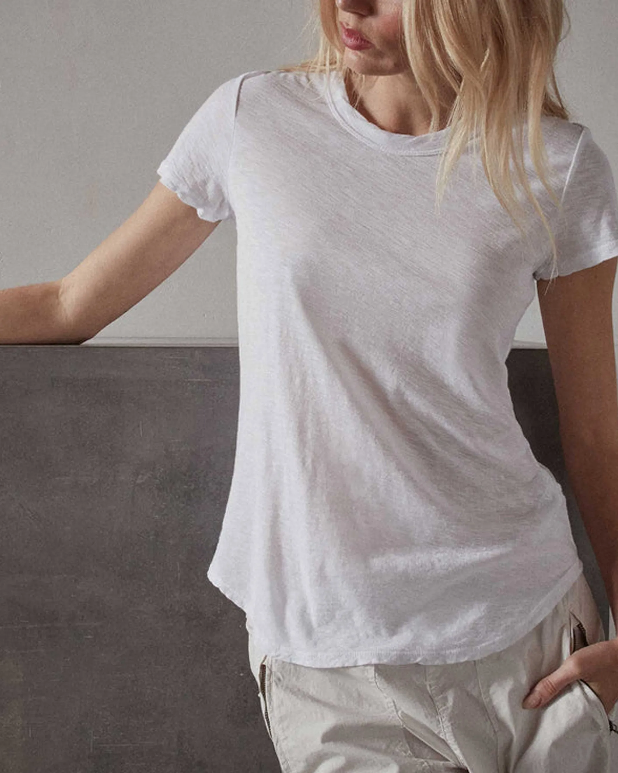 Sheer Slub Crew Neck Tee