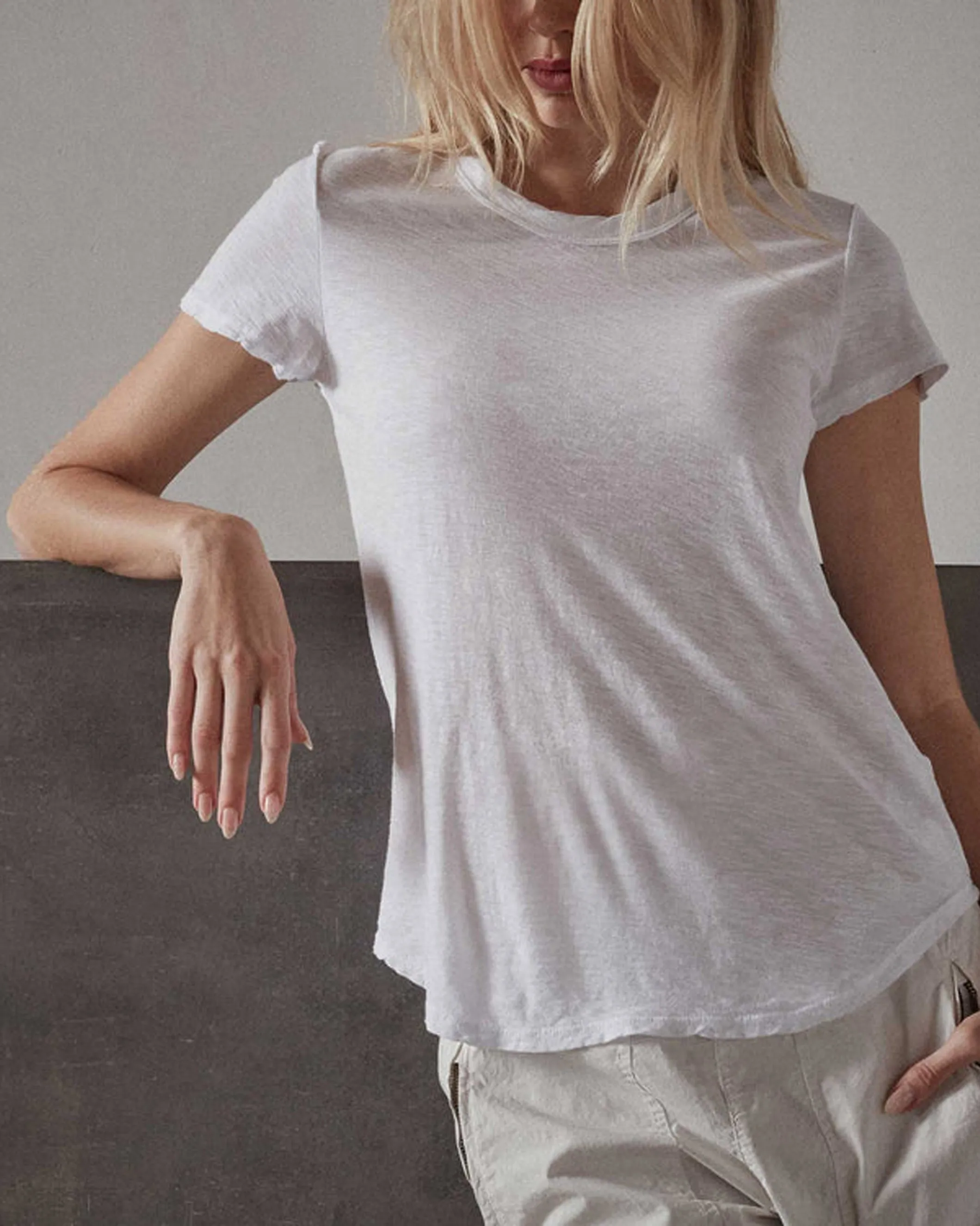 Sheer Slub Crew Neck Tee