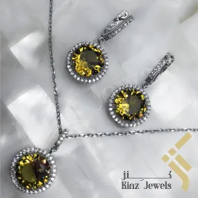 Sterling Silver Rhodium Vermeil Hazel Zircon Jewelry Set