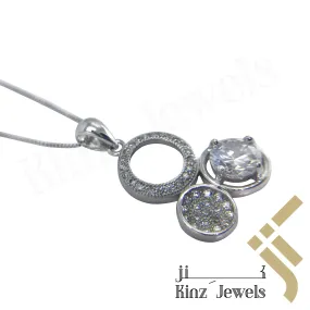 Sterling Silver Three Circles Cubic Zircon Necklace