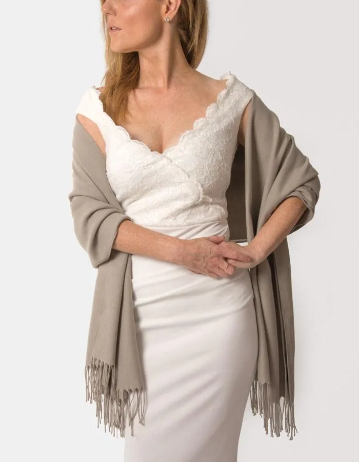 Taupe Wedding Pashmina