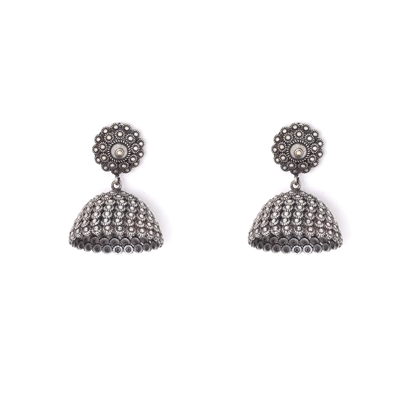 Teejh Dharvi Metallic Antique Silver Jhumki