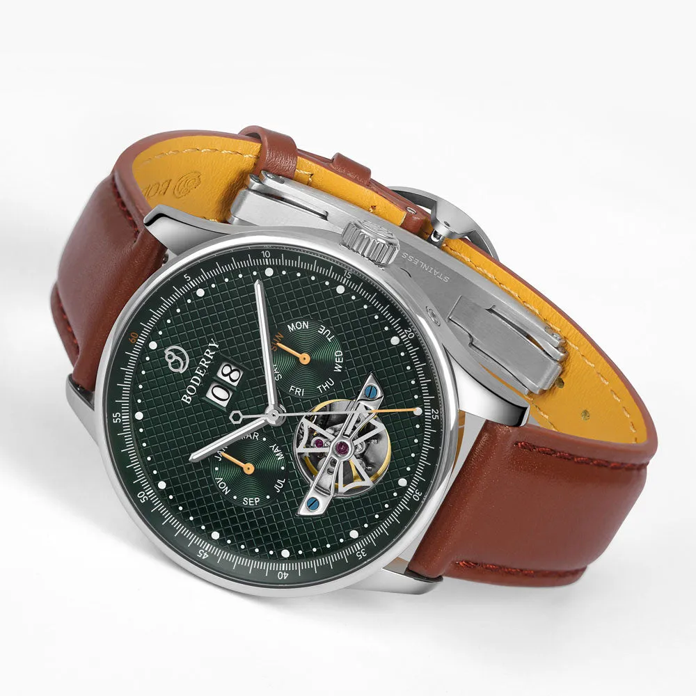 THE CHECKMATE - Complication Automatic Watch with Date,Day,Month Display -Emerald & Bracelet