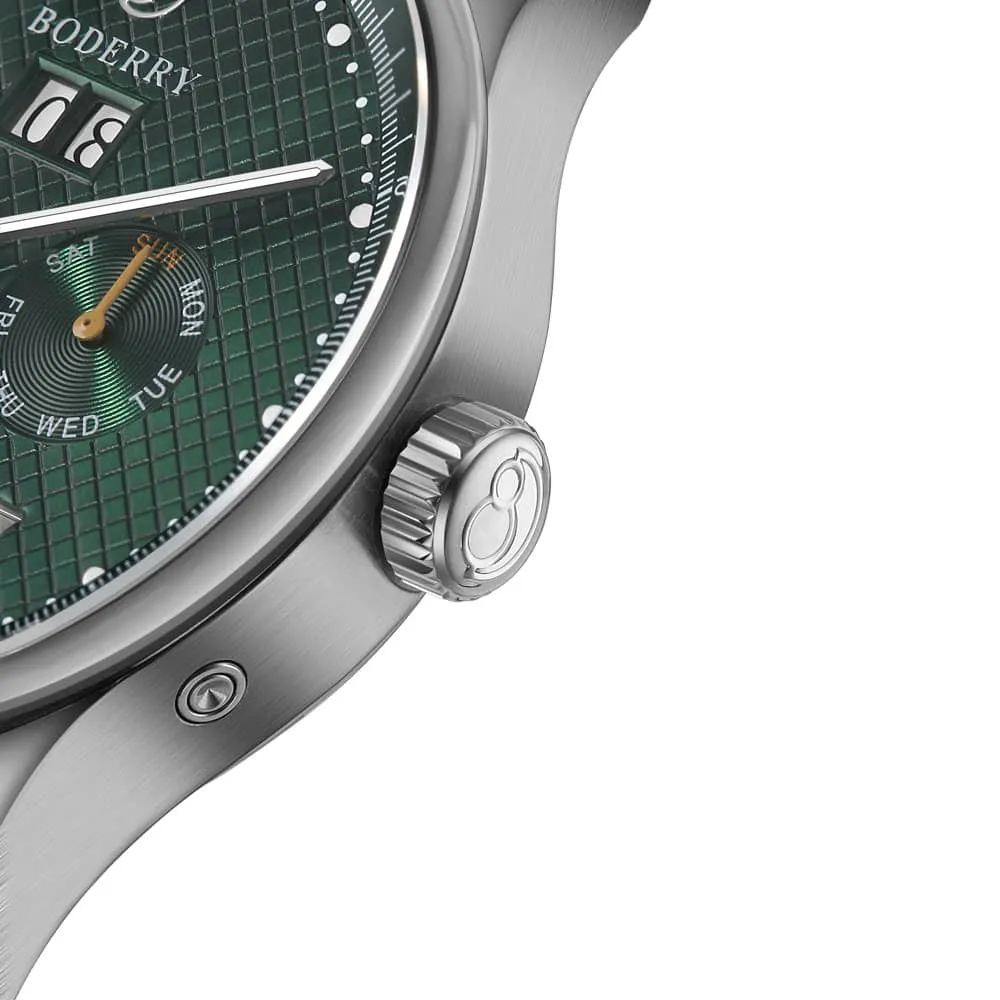 THE CHECKMATE - Complication Automatic Watch with Date,Day,Month Display -Emerald & Bracelet