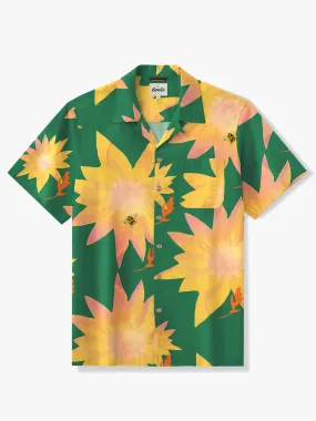 Tropical Floral & Bee Cotton Camp Shirt